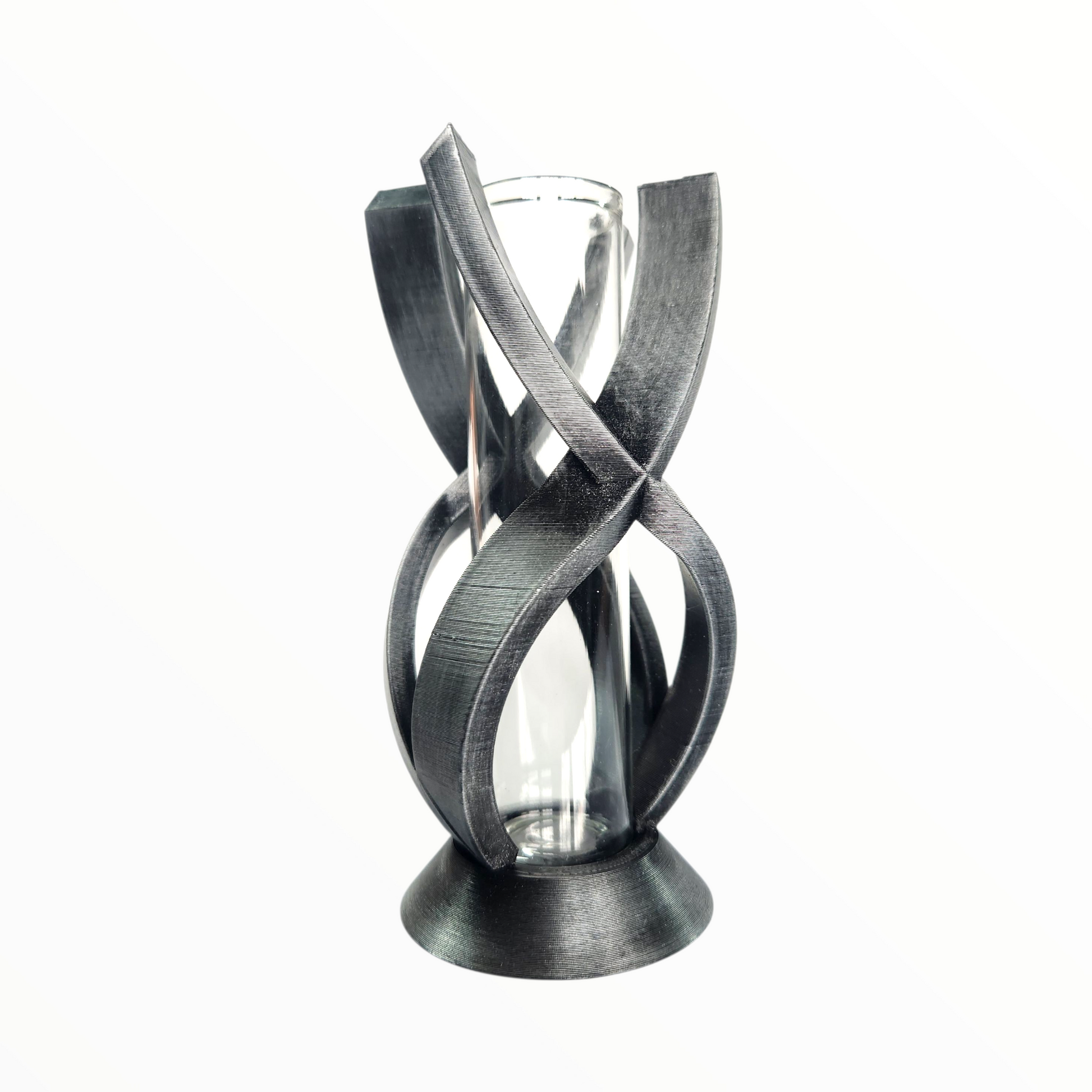 Criss Cross Silver Ribbon Vase