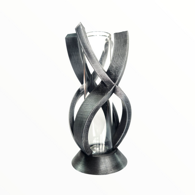 Criss Cross Silver Ribbon Vase