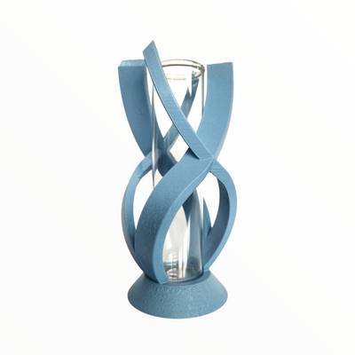 Criss Cross Sky Blue Ribbon Vase
