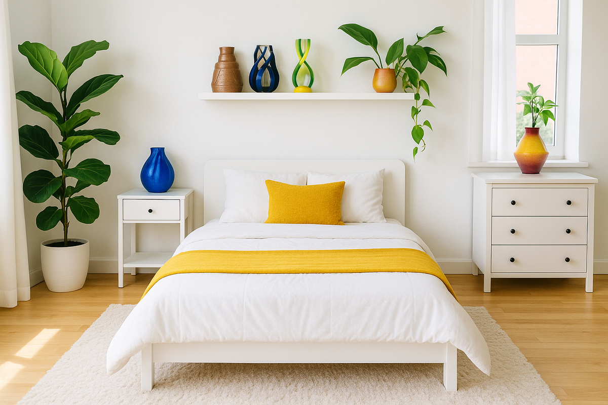 Vibrant bedroom banner with Kobylane products